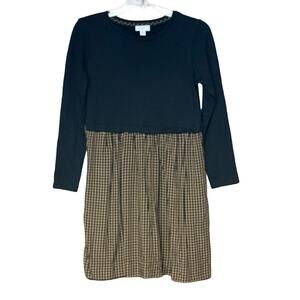 J.Jill long sleeve dress plaid fall black brown knee length women’s XS petite